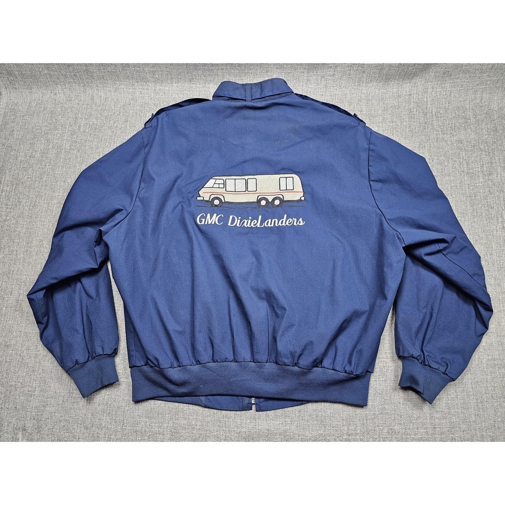 Vintage‎ GMC DixieLanders Jacket Mens XL Blue RV Club Bomber USA Pins 70s 80s
